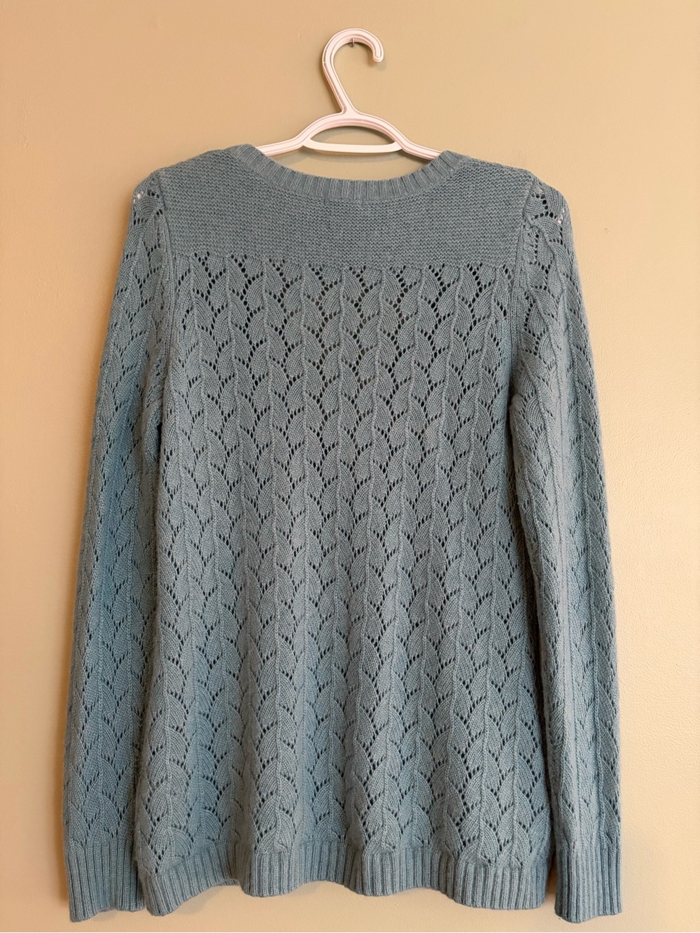 LL Bean Cardigan M Blue Lambswool Angora Cashmere Knit Grandmacore Cottagecore - Picture 9 of 16
